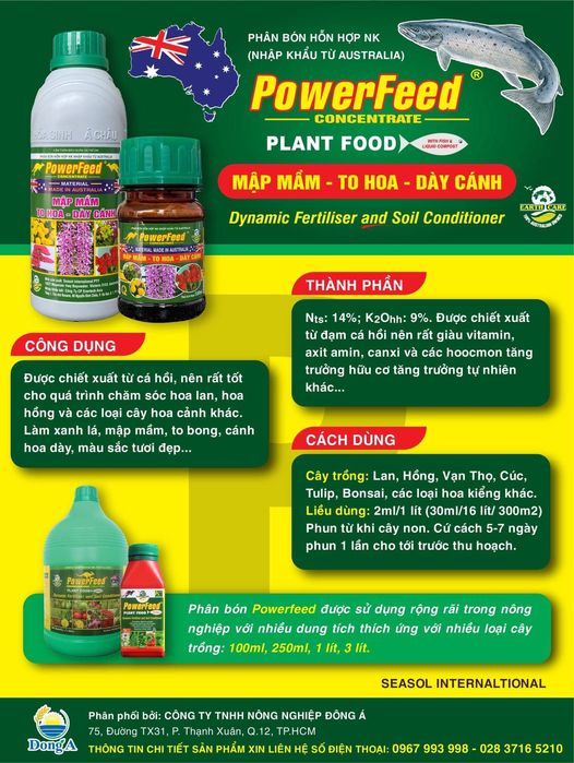 Phân cá Úc POWERFEED mập thân dưỡng hoa 100ml 1 lít