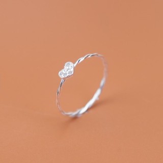 Nhẫn bạc HELINO xoắn mảnh hình trái tim nhỏ mini heart đính đá N13 thumbnail