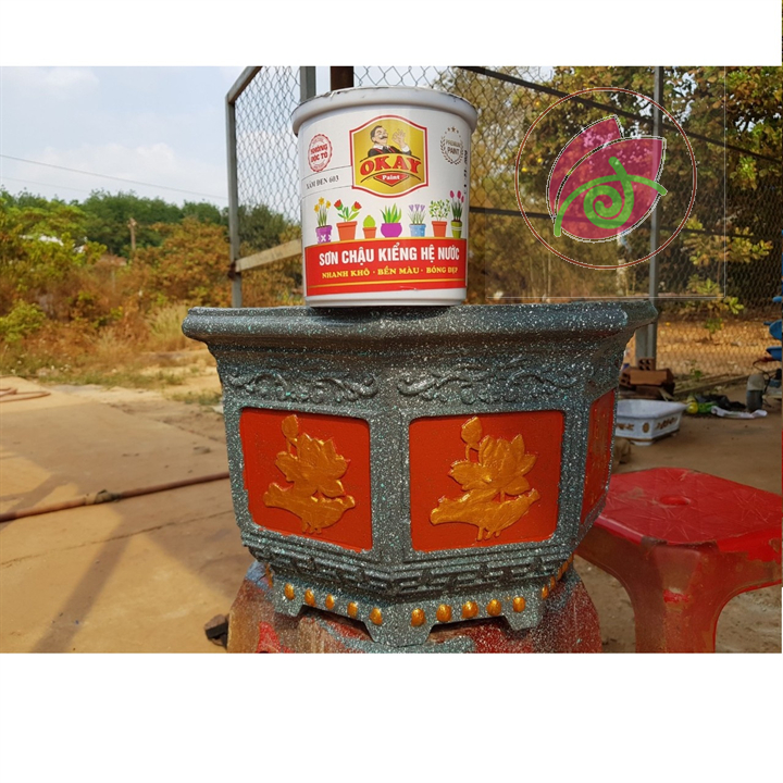 Sơn chậu kiểng xám đen hệ nước Okay Paint 1kg