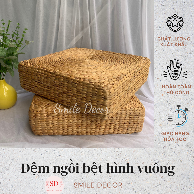 Square hyacinth cushion vintage style for home decor