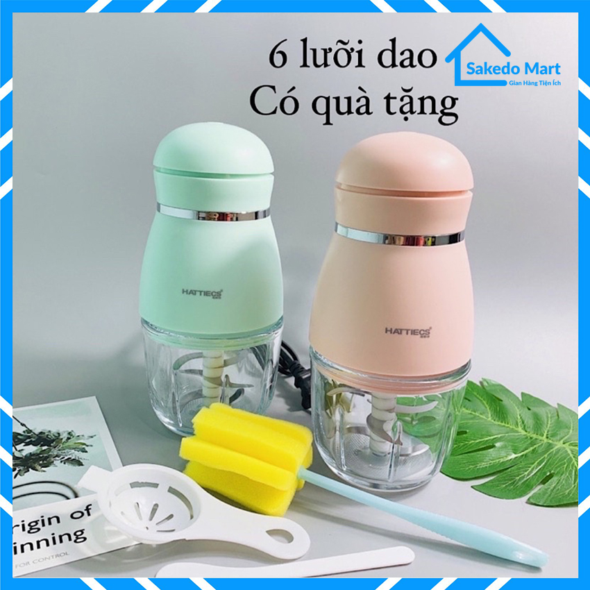 MÁY XAY ĐA NĂNG HATTIECS CHO BÉ ĂN DẶM (1 CỐI 6 LƯỠI)