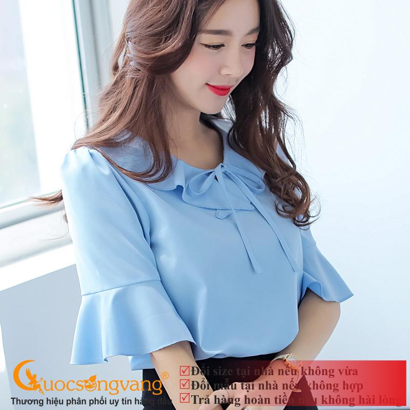 Áo nữ tay loe áo sơ mi nữ cổ bèo GLA165