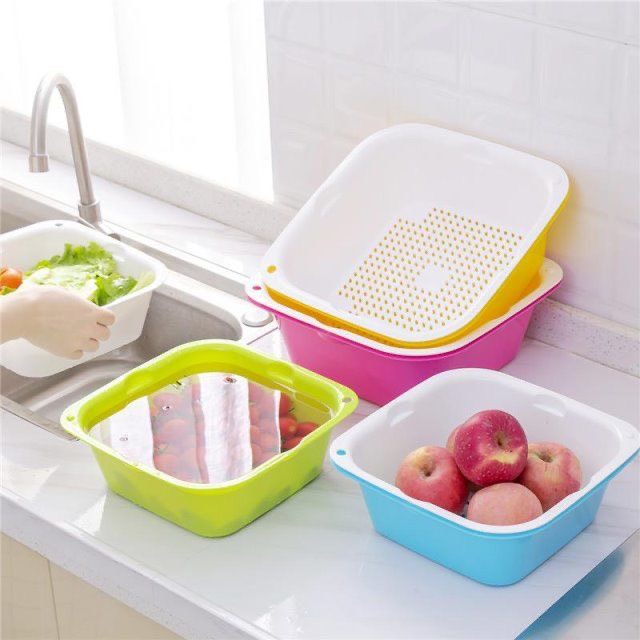 Bộ rổ nhựa kèm thau ecco 6 món cao cấp za31