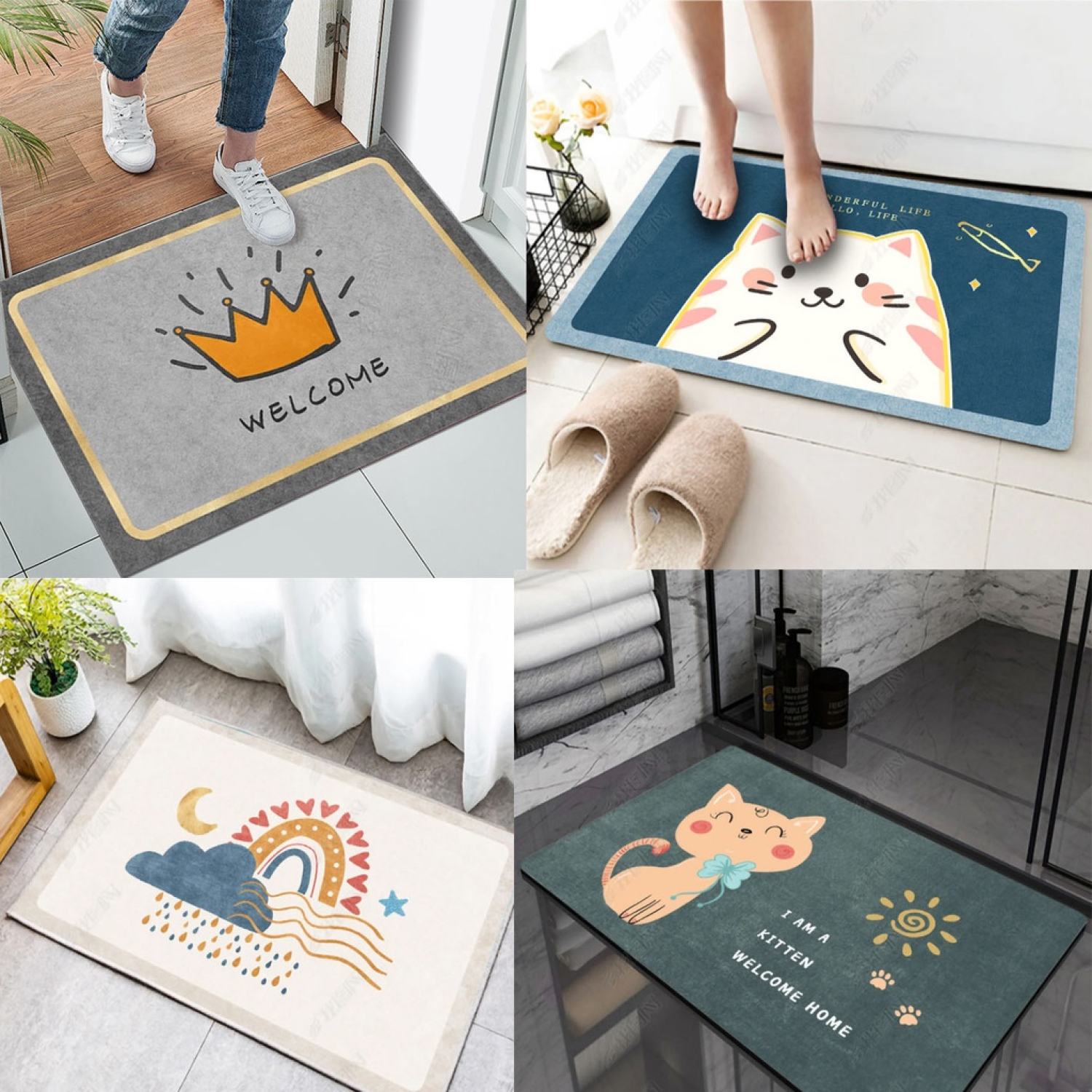 Thảm lau chân chống trượt thấm nước  thảm chùi chân hình thú FAMILY86