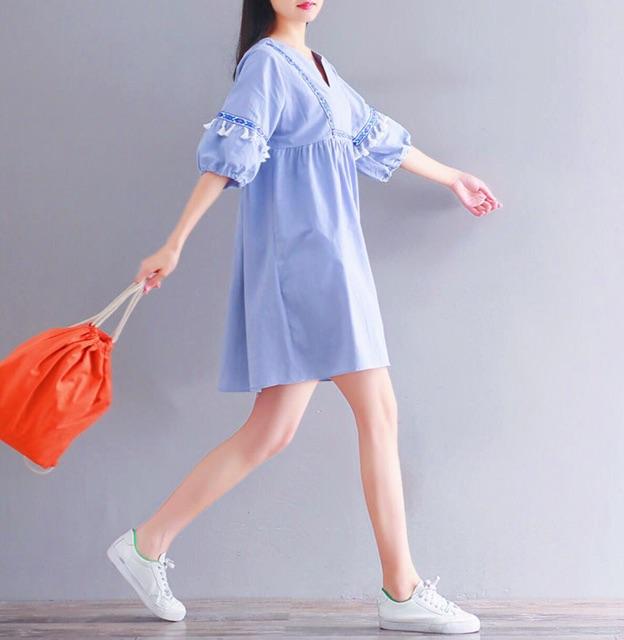 [HCM]Babydoll xanh thổ cẩm (kèm hình thật)