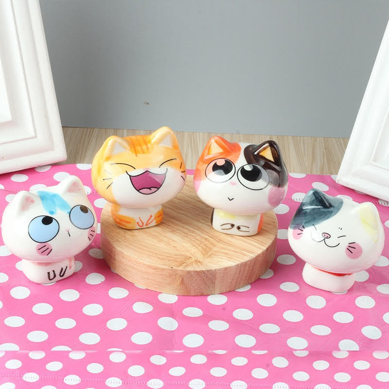 Set 8 mô hình mèo sứ dễ thương