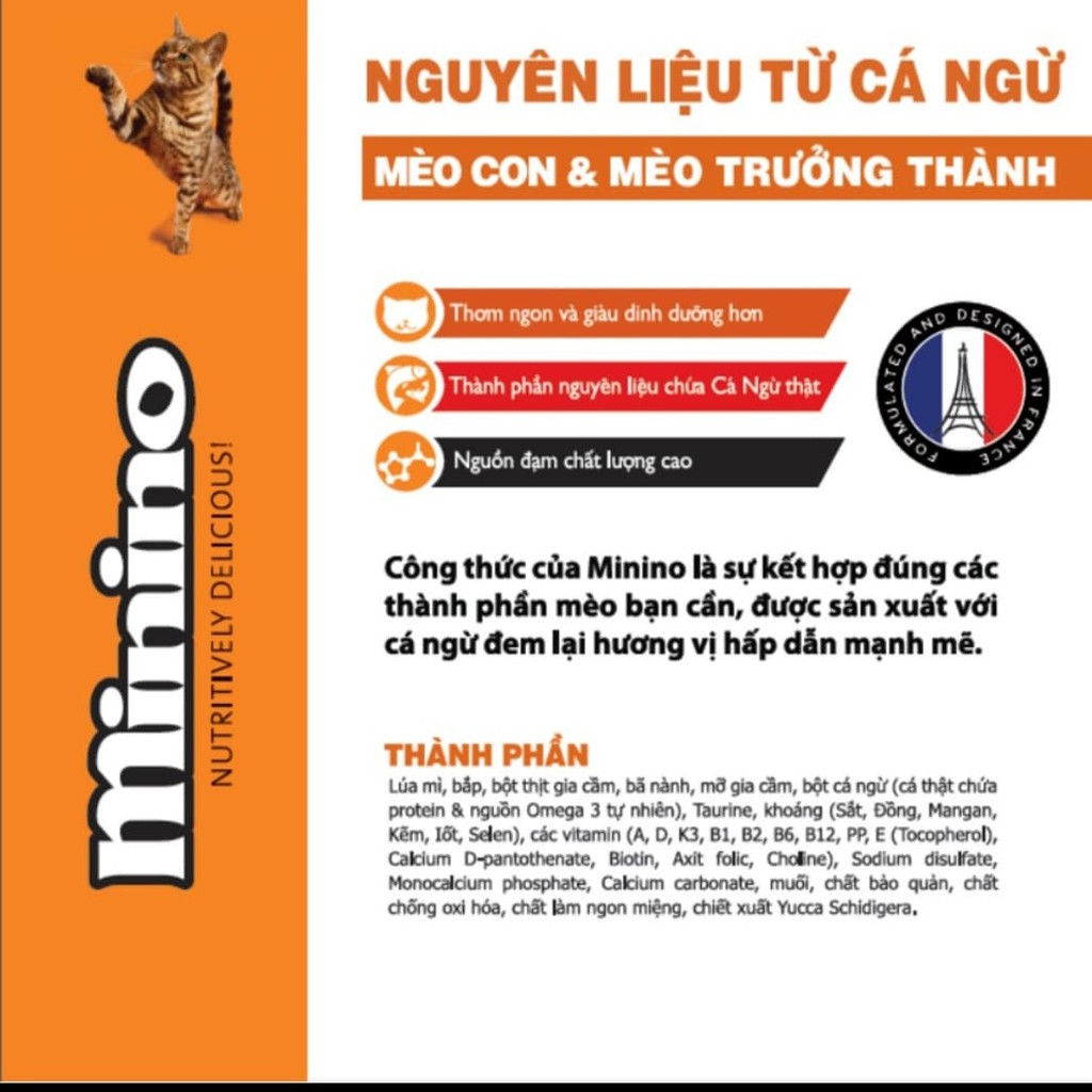 [Q12]Thức ăn hạt cho mèo Minino Tuna Flavored 480 gr
