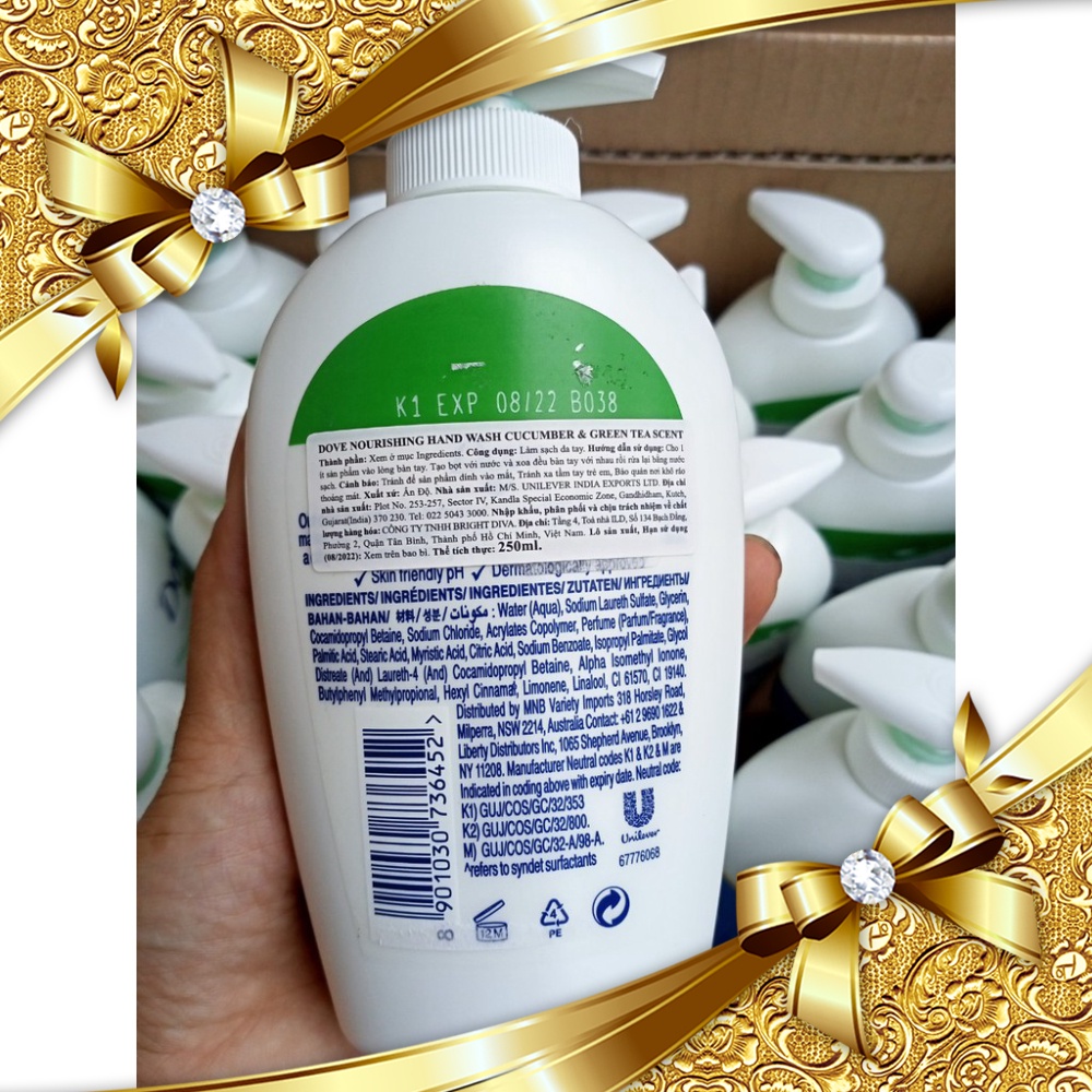 Combo 2 NƯỚC RỬA TAY DOVE 250ML( Hàng Khuyến Mãi)