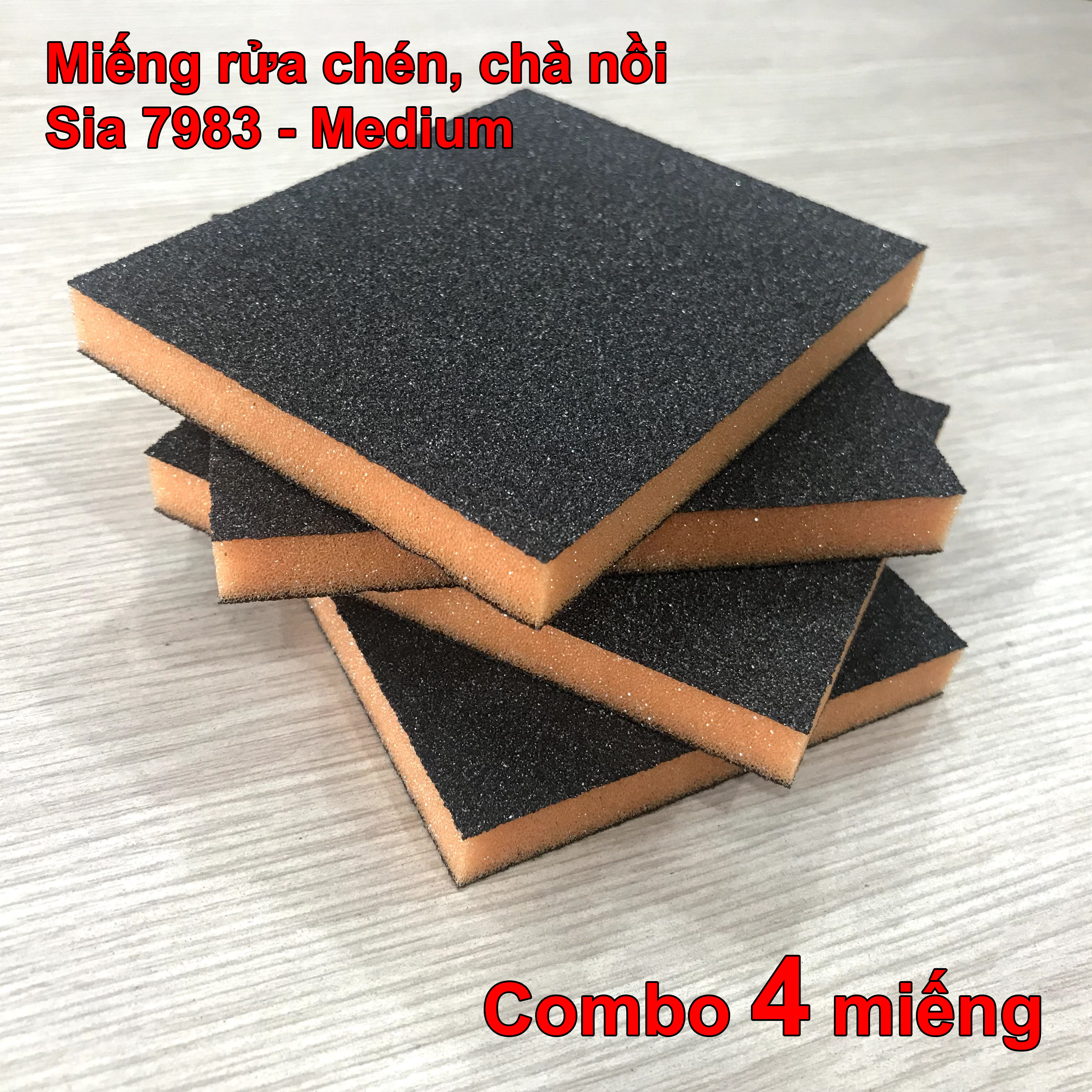 Miếng rửa chén, chà nồi Sia 7983/9218 Medium (Combo 4 miếng)