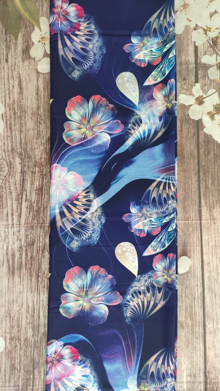 HCMVải áo dài cao cấp hoạ tiết hoa lá đều 1 - lụa Bảo Anh silk lụa