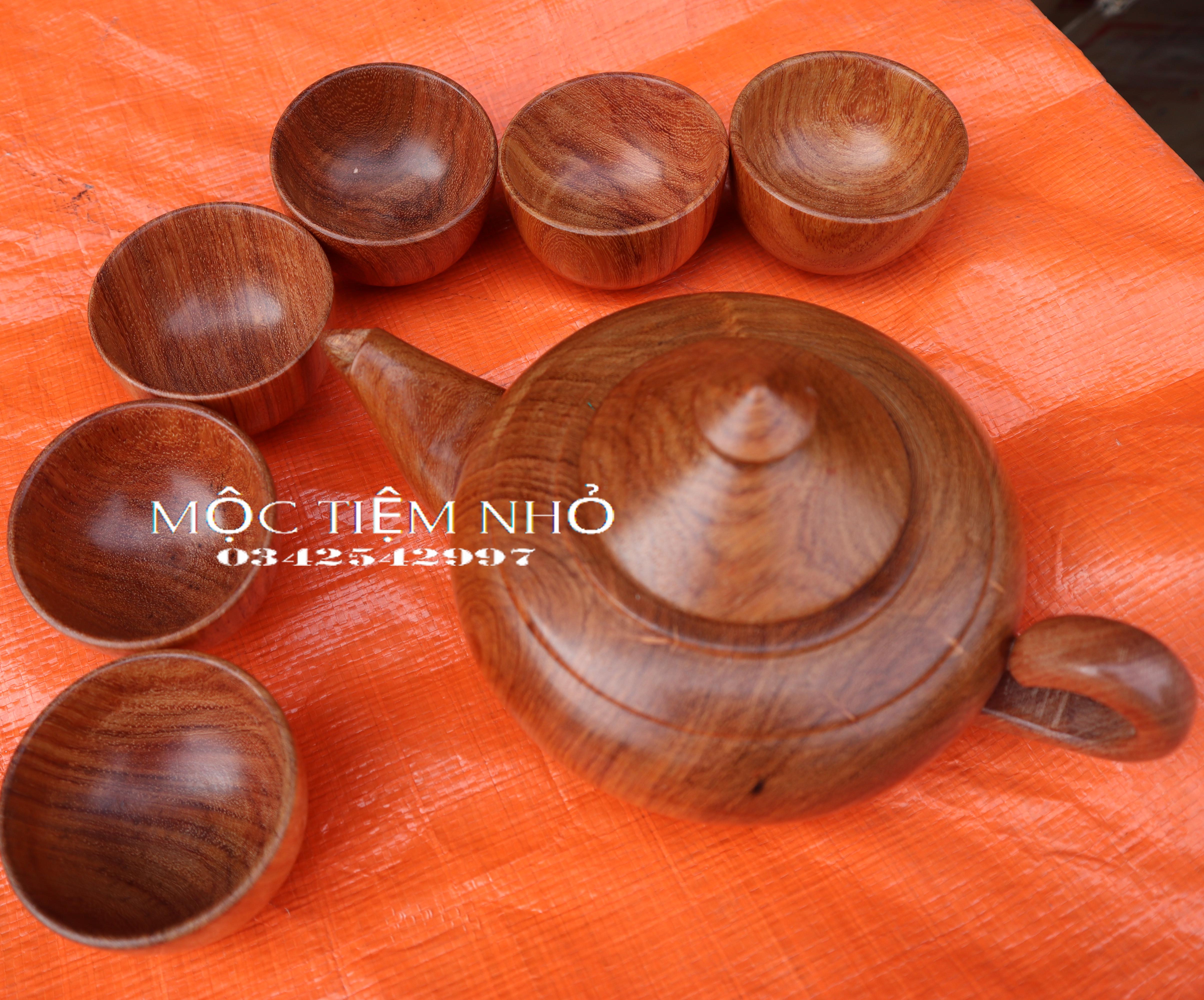 Ấm chén gỗ hương Bộ ấm trà gỗ