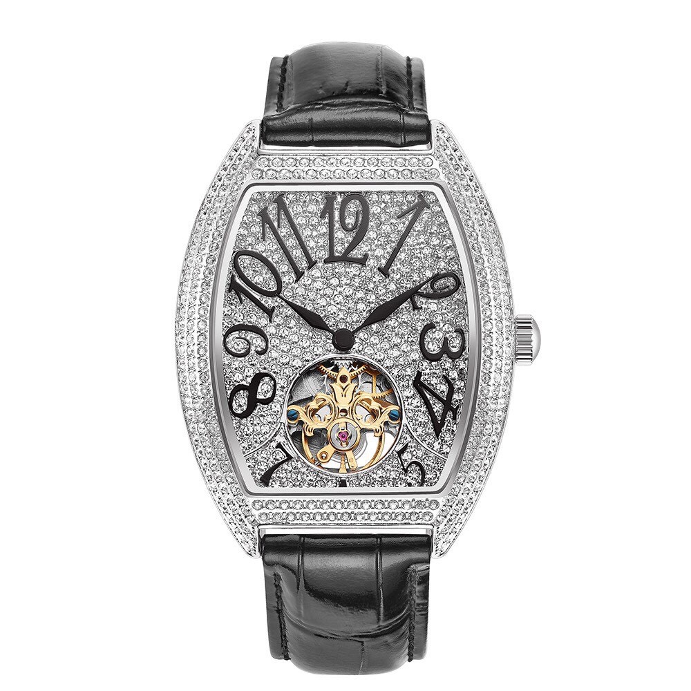 Đồng hồ davena nam automatic d31681 dây da đen silver 39x52mm authentic