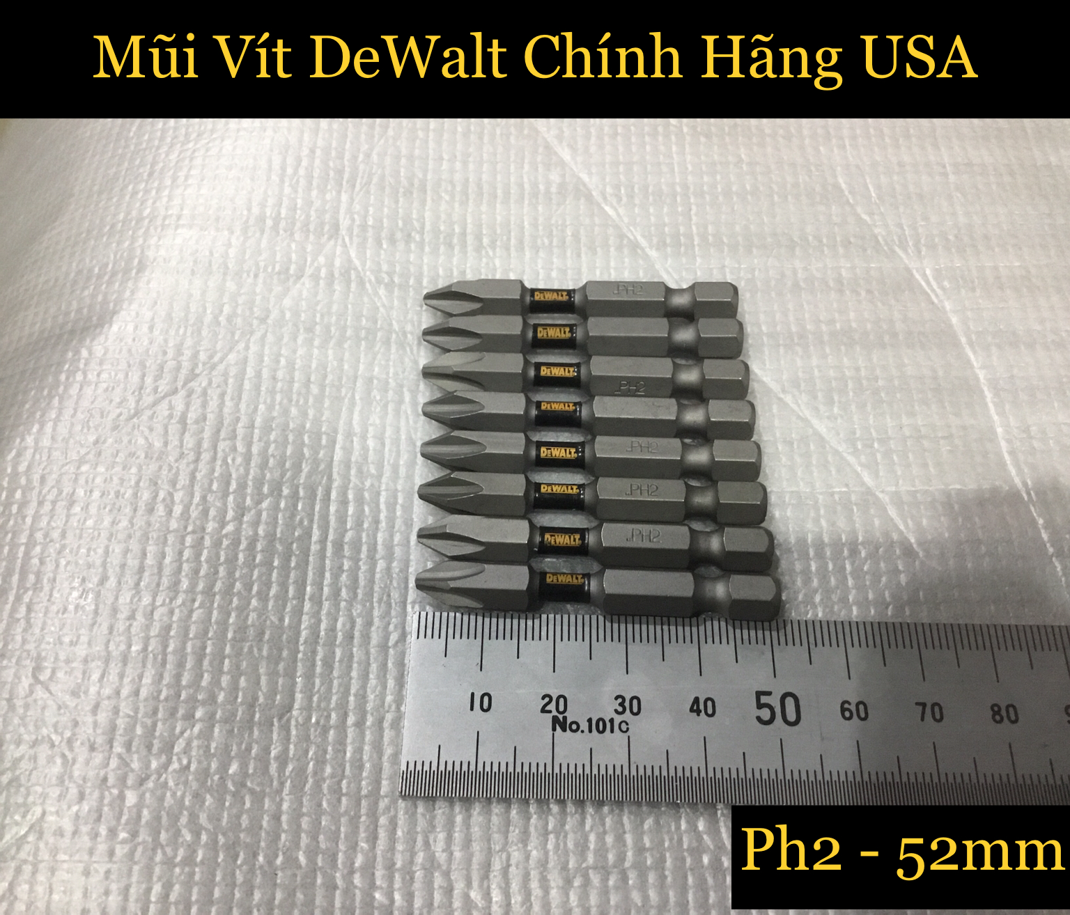 [HCM]Bộ 5 Mũi VÍt DeWalt Tem Đen Ph2-52mm