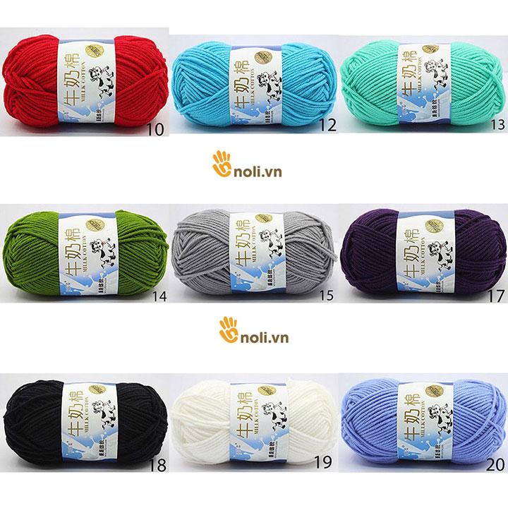 Len milk bò 50g mềm mịn, tơi xốp, nhiều màu dành cho người mới bắt đầu học đan móc khăn áo, thú bông, túi xách