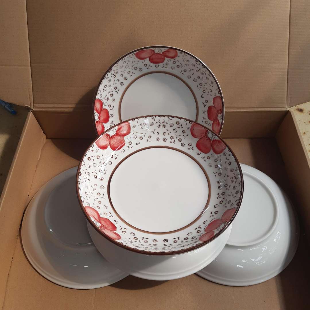 Bộ 5 Dĩa Nhật bông xanh, đỏ (có 2 size dĩa 7: 17.5cm, Dĩa 8: 20cm)