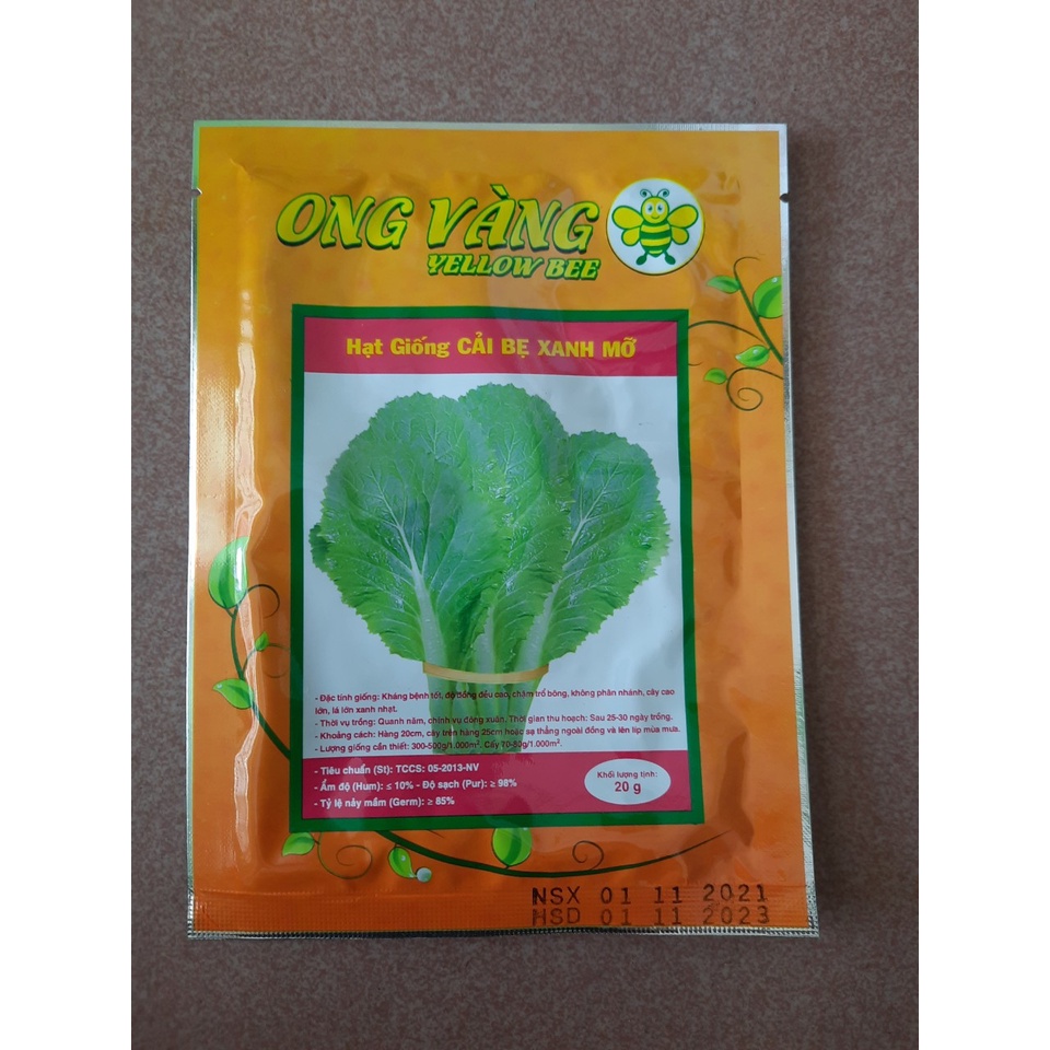 Hạt Giống Cải Bẹ Xanh Mỡ, 1 gói 20gr