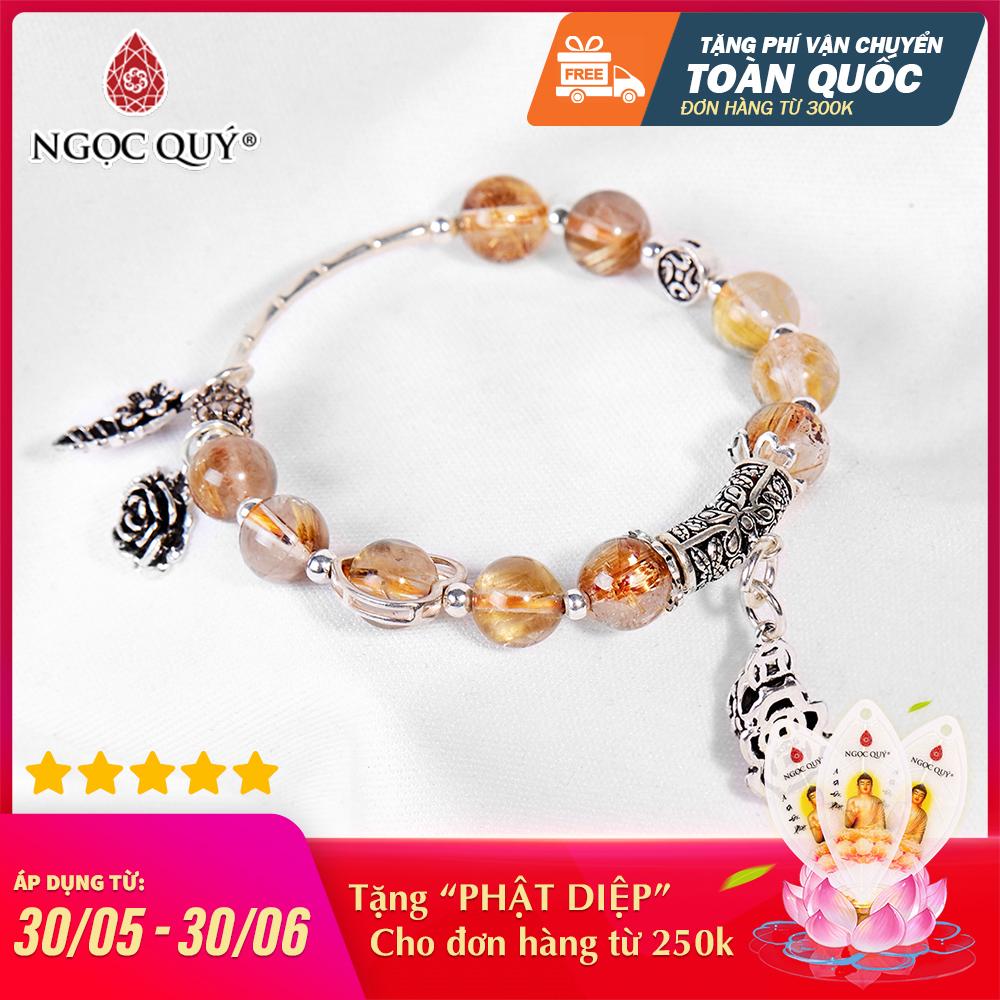 Vòng Tay Thạch Anh Tóc Vàng Phối Tỳ Hưu Treo
