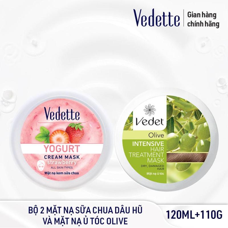 Bộ Mặt Nạ Chăm Sóc Da Và Tóc Toàn Diện VEDETTE - SC DÂU 120ml VÀ Ủ TÓC OLIVE 110g - TPMX003 giá rẻ