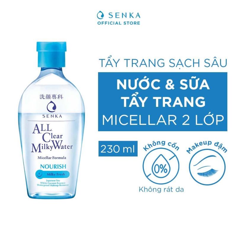 [CAM KẾT CHÍNH HÃNG]]Nước Sữa Tẩy Trang 2 lớp Senka A.L.L. Clear Milky Water 230ml