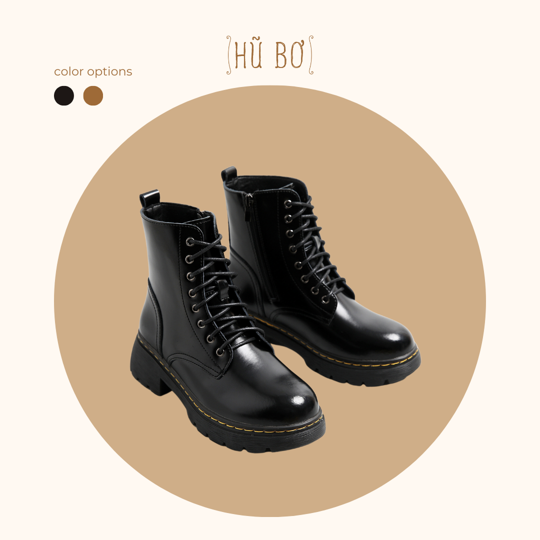 Combat boots (high ver) - Boots da bò nữ phong cách vintage, retro