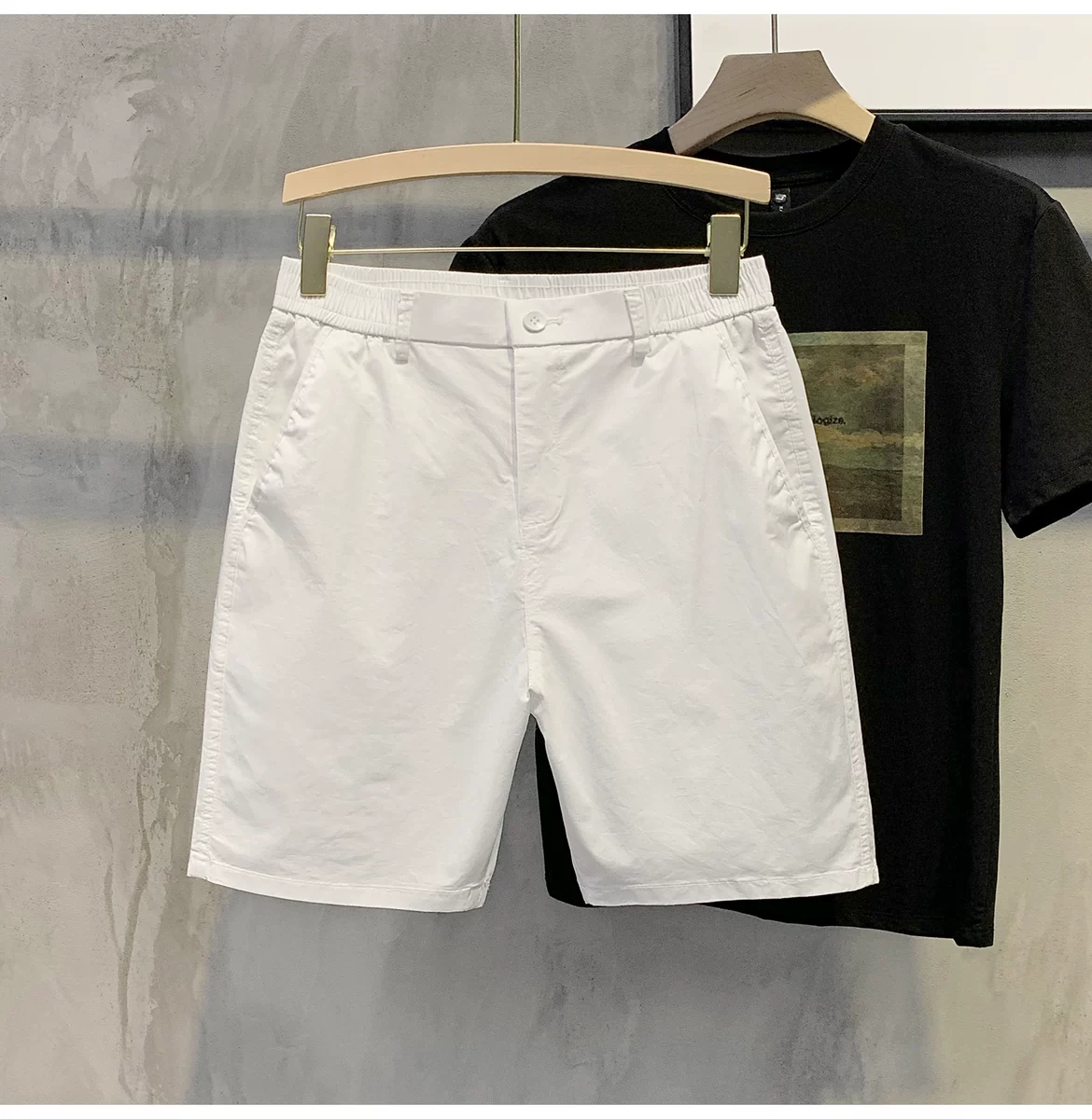 Quần short nam KAKI GIÓ cạp chun pha cúc trẻ trung