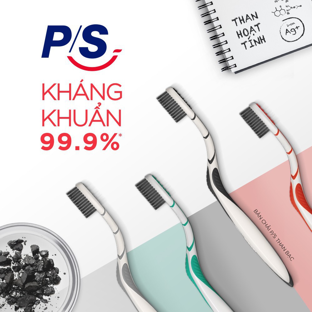 [HCM]Bàn chải P/S than bạc siêu mềm kháng khuẩn 99.9%
