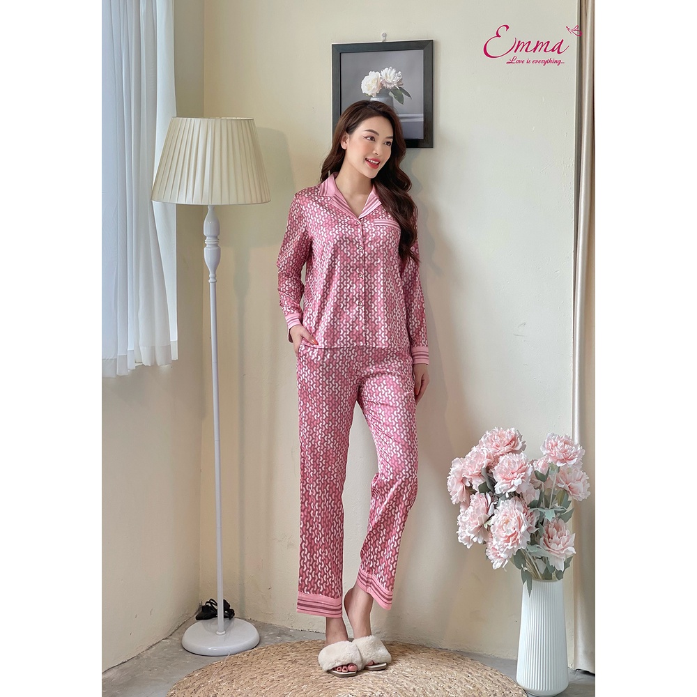 Đồ Bộ Mặc Nhà Pyjama Lụa Tay Dài, Quần Dài Emma ETLU.21.045