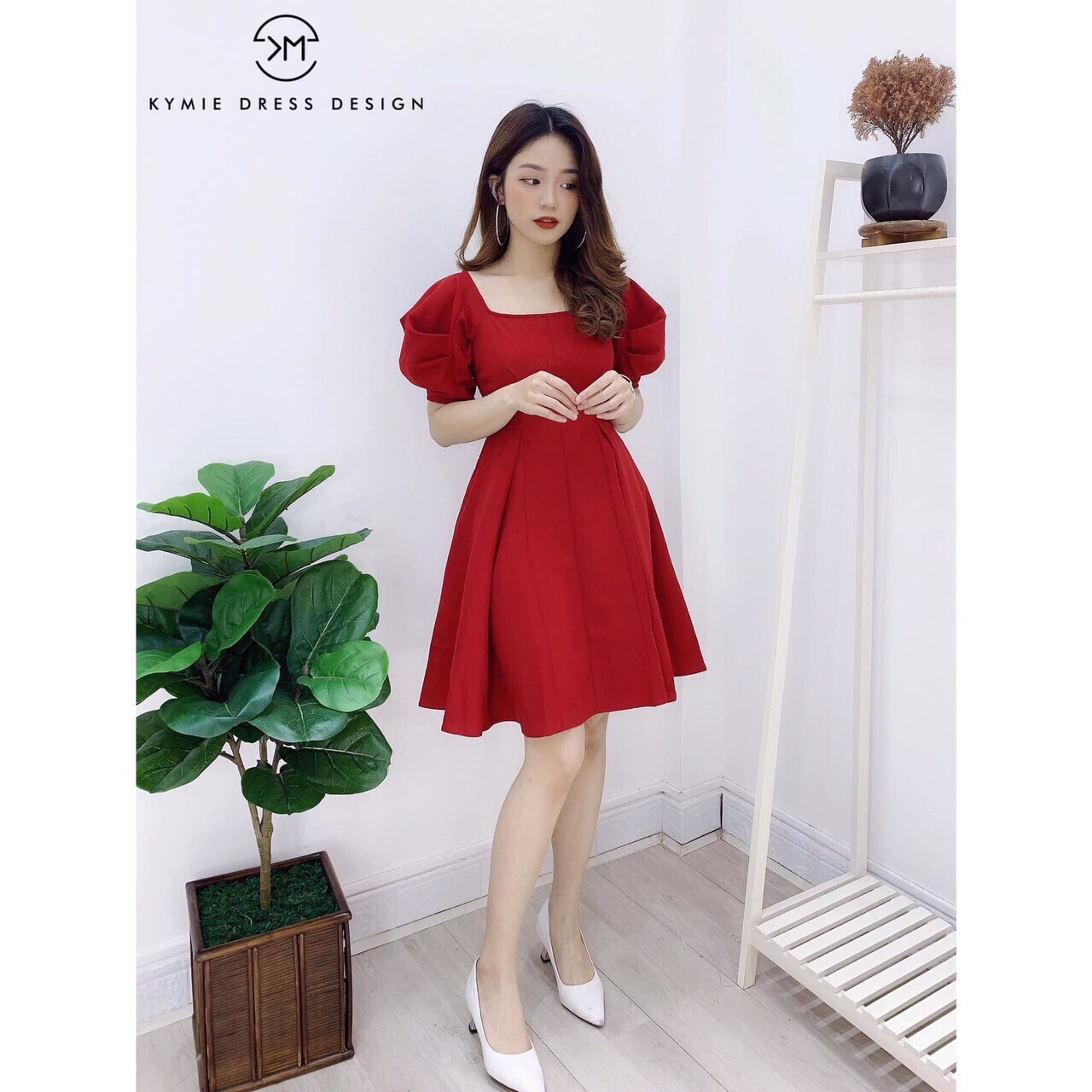 [HCM]Đầm xòe tay phộng cổ vuông cực đẹp