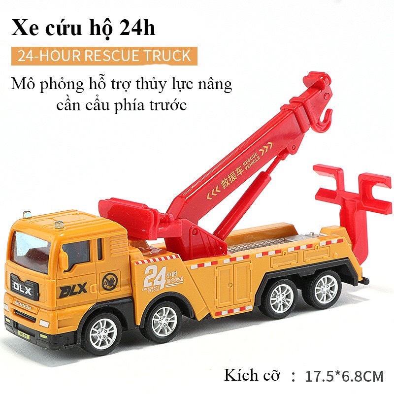 Bộ đồ chơi xe mô hình công trình xây dựng cho bé, gồm nhiều xe lu, xe cẩu, xe móc chất liệu nhựa an toàn, sắc sảo bền và đẹp