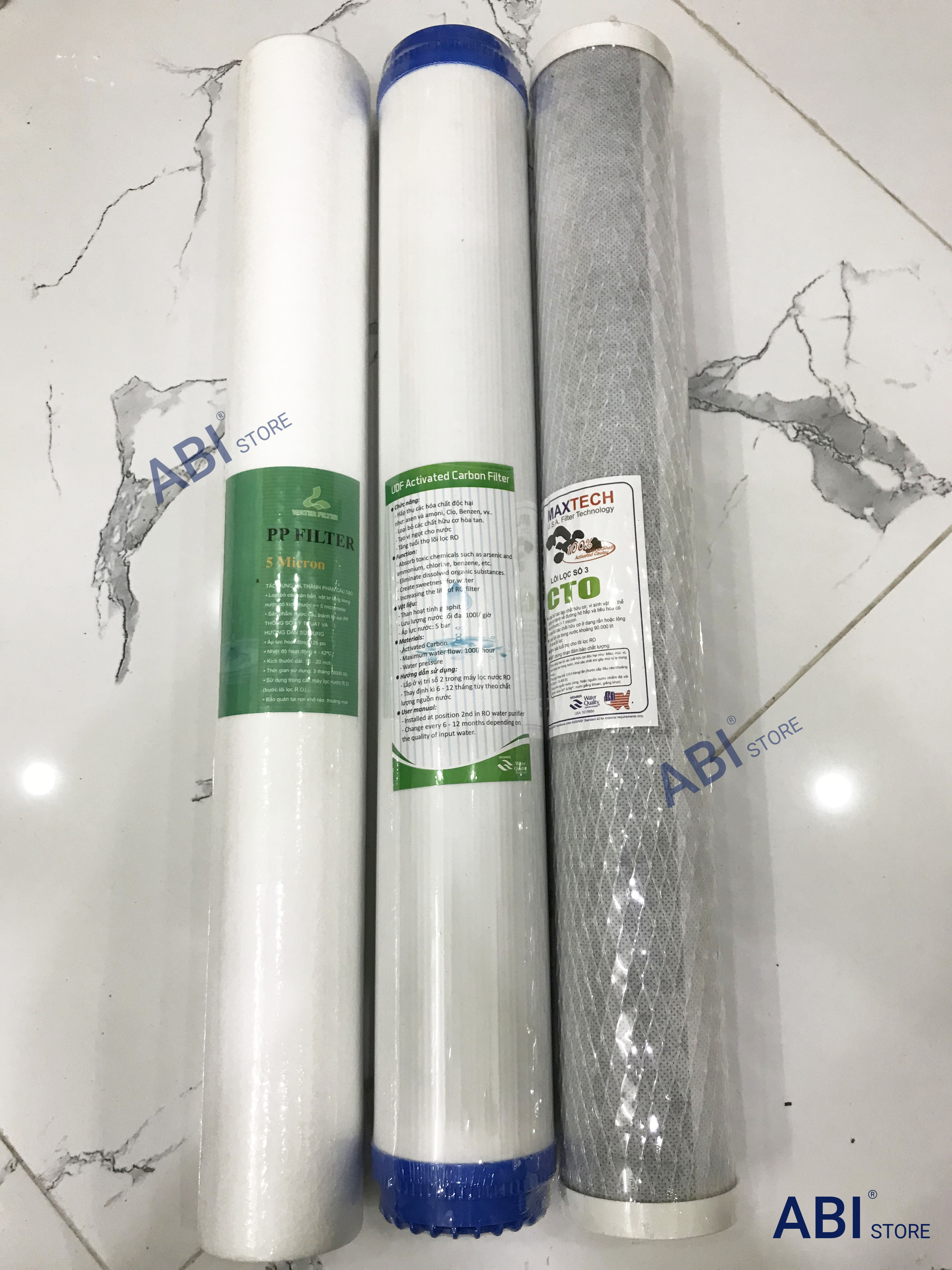 Bộ 3 Lõi Lọc Nước 20 Inch Số 123, lõi lọc thô lọc
