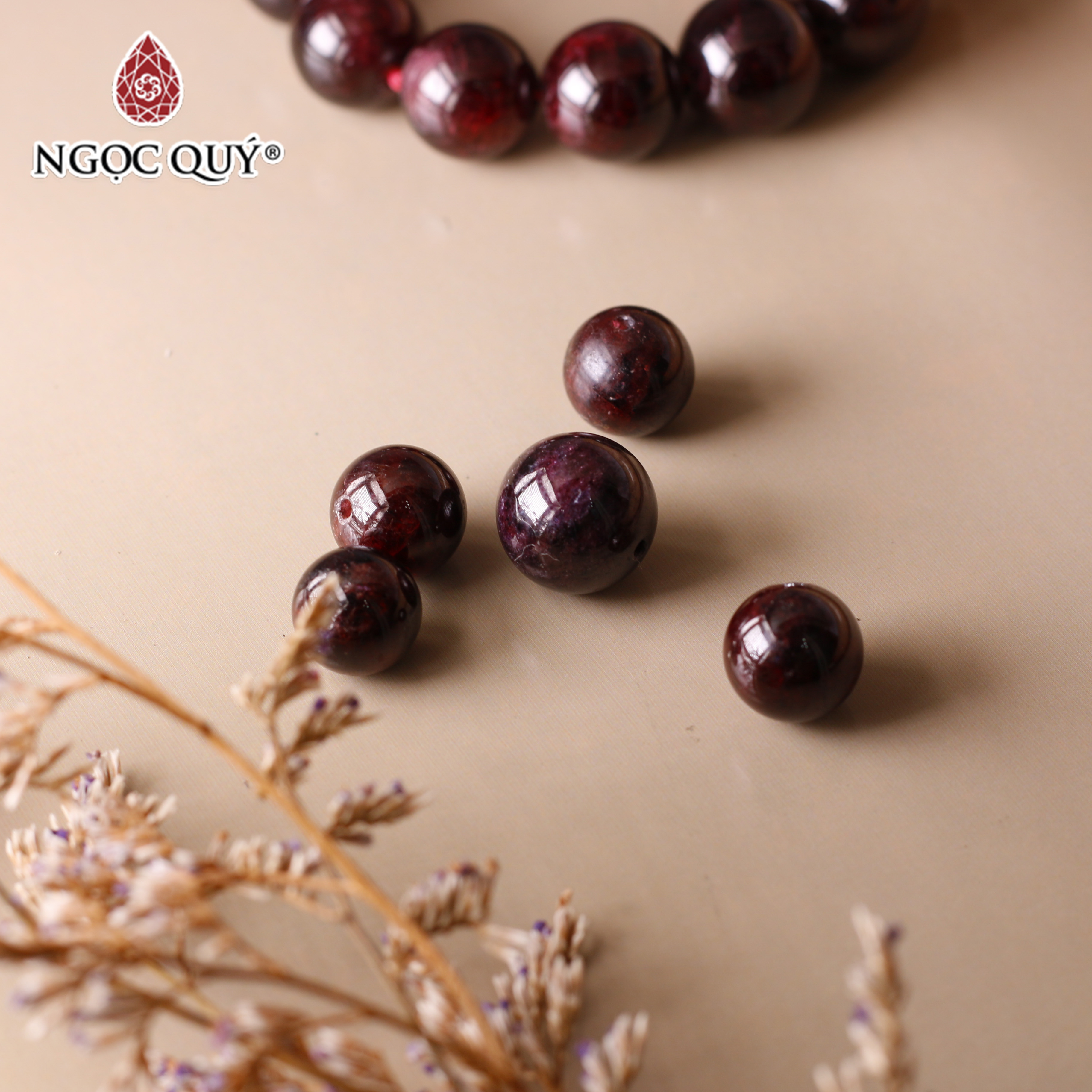 Hạt lẻ đá Garnet hồng lựu - Ngọc Quý