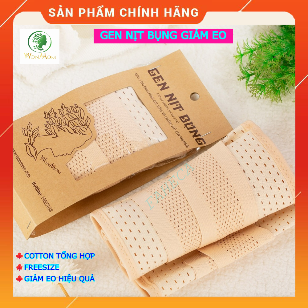 Gen nịt bụng WONMOM giảm mỡ bụng sau sinh hiệu quả, đai nịt bụng giảm eo, thon gọn - Cotton thoáng mát, màu da