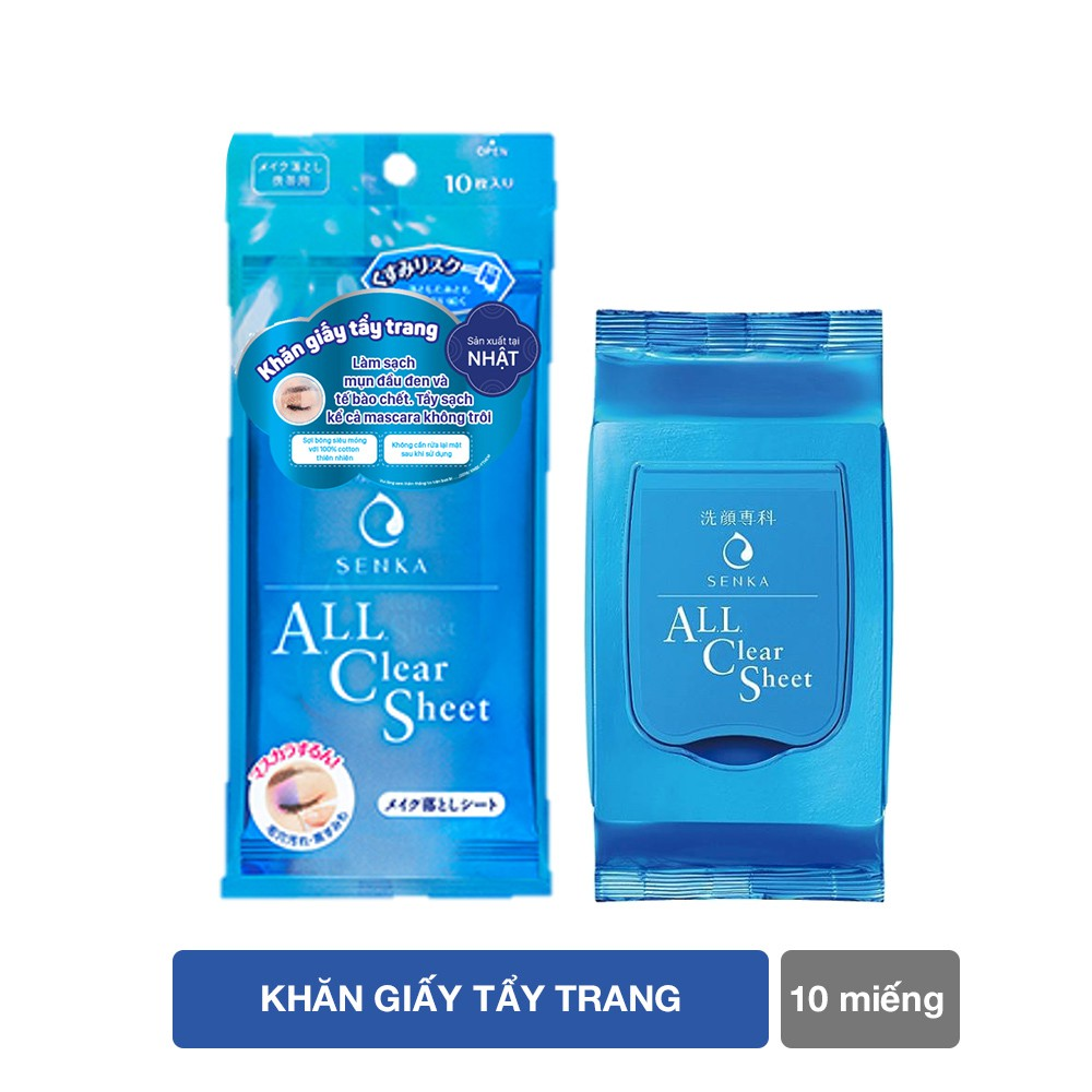 Khăn giấy tẩy trang senka a.l.l. clear sheet - chính hãng