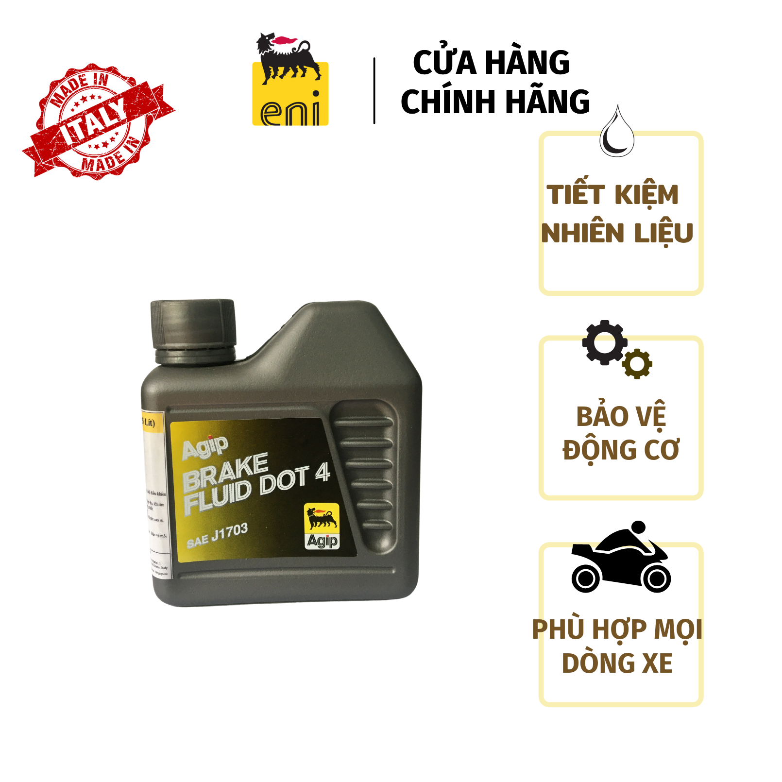 Dầu phanh Ý: Brake fluid dot 4: 250ml - BR250