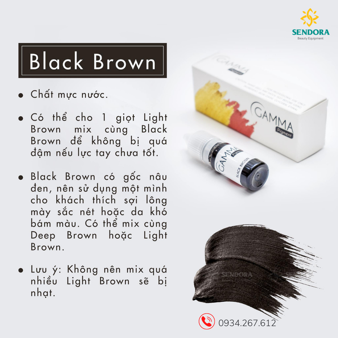 [HCM]Mực phun mày Gamma – Deep Brown (chính hãng Đài Loan -10ml)