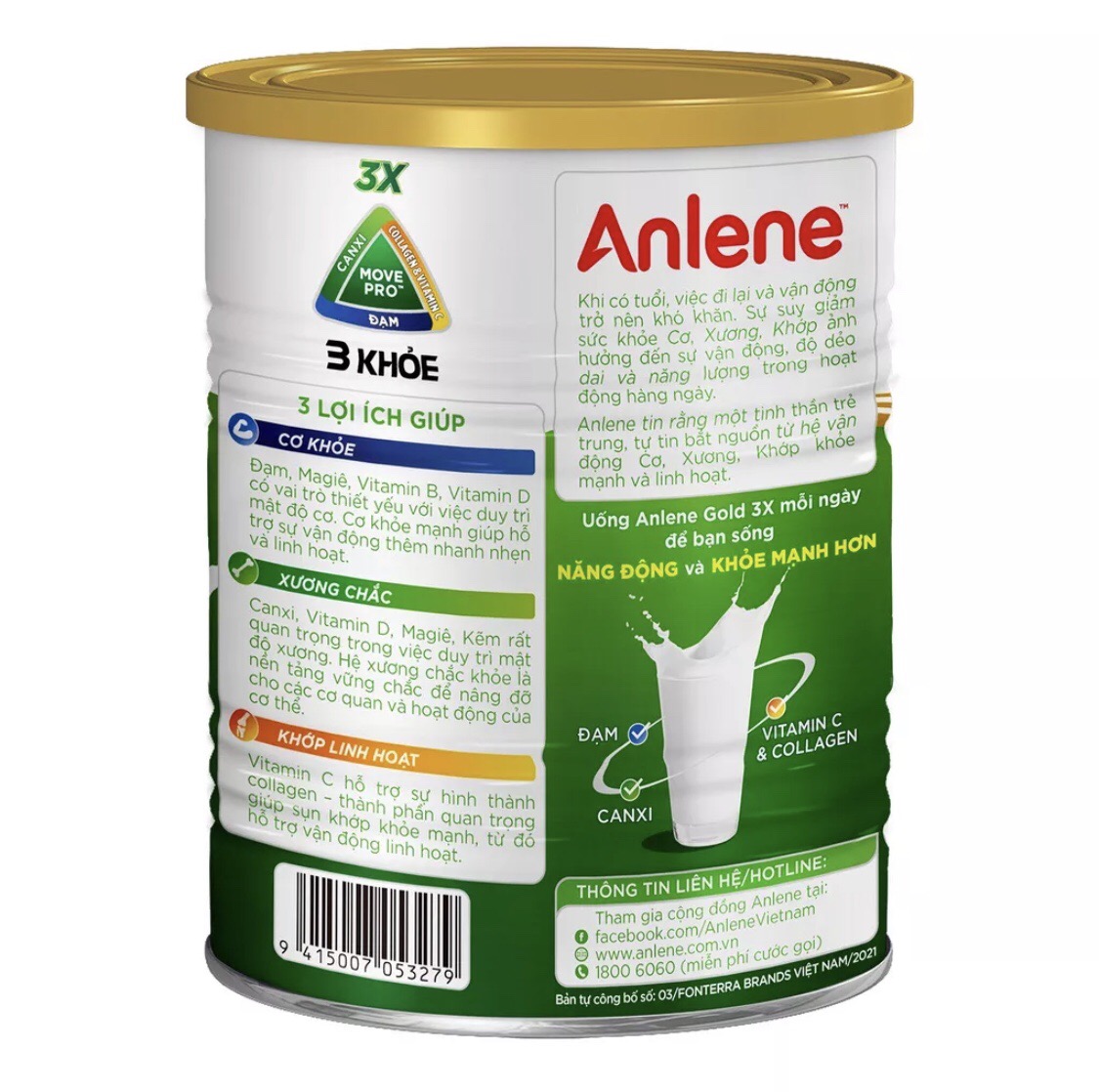 [HSD T1-2024] Sữa Bột Anlene Gold 3X Hương Vanilla - Lon 400g