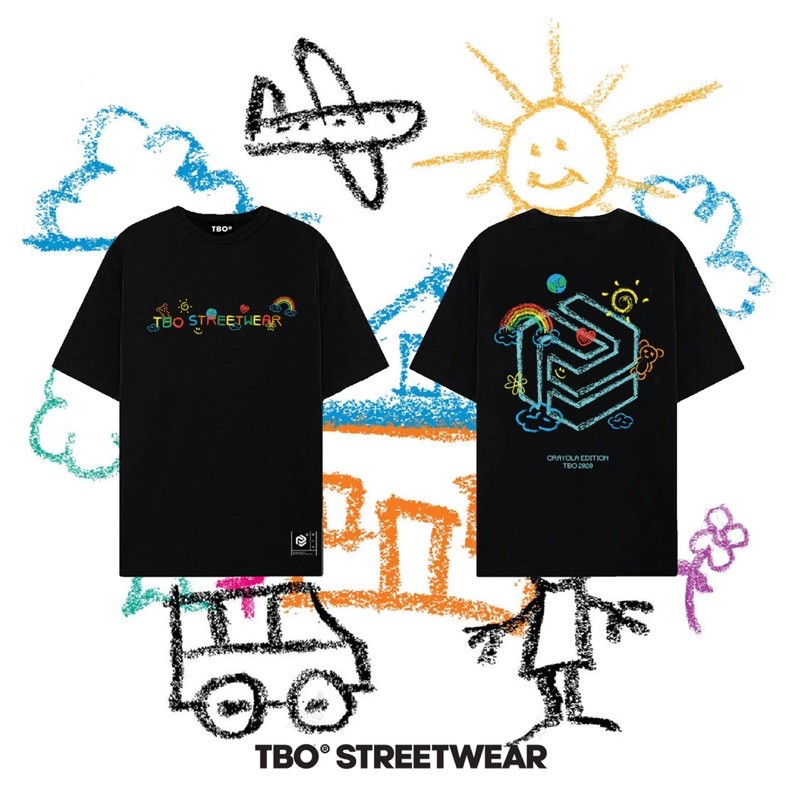 LUCKÁo thun tay lỡ Unisex CRAYON TBO