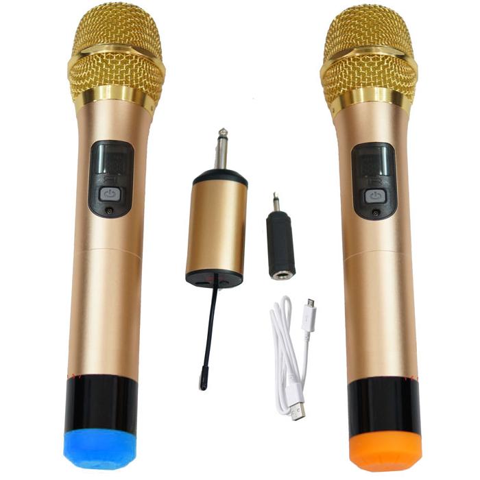 Bộ 2 micro không dây UHF xịn đầu vàng đa năng zangsong S28