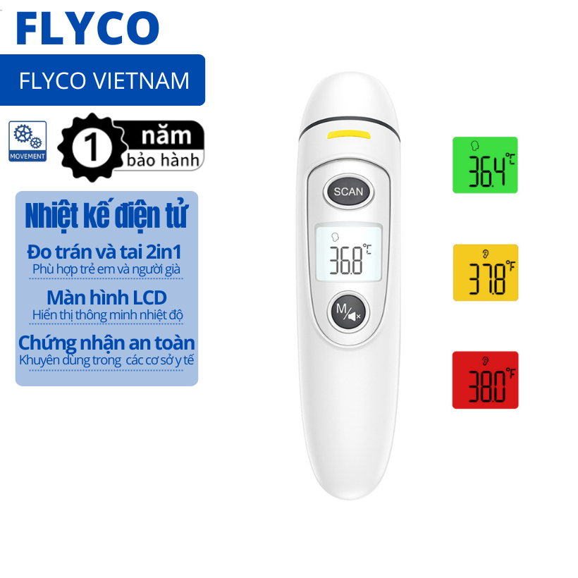 Nhiệt Kế Điện Tử Cầm Tay Thông Minh Flyco 2in1 hợp cho bé, người lớn tuổi