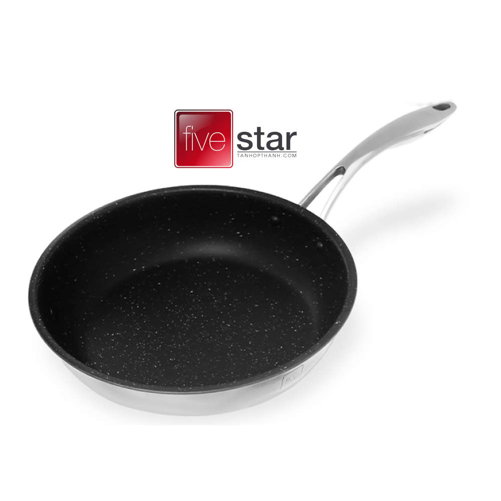 Chảo vân đá sâu lòng đáy từ Inox 304 Fivestar Plus đáy liền size 28cm