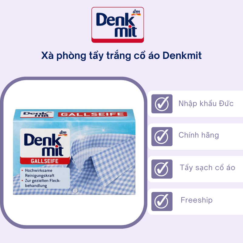 Xà phòng làm sạch cổ áo sơ mi Denkmit nội địa Đức