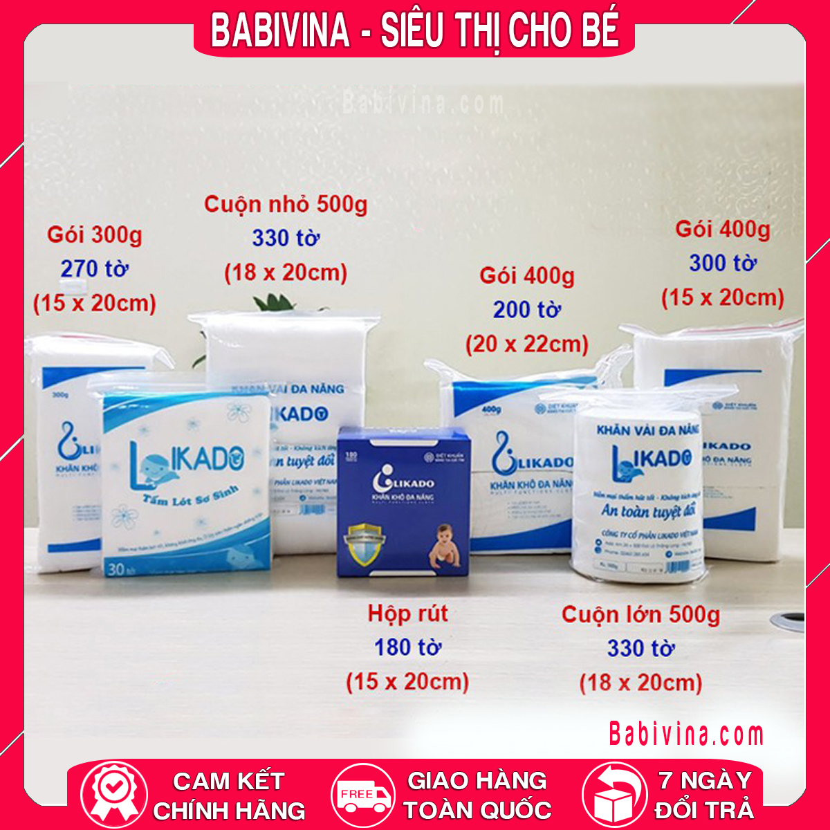 Khăn Đa Năng LIKADO 400g (15x20cm) 300 Tờ