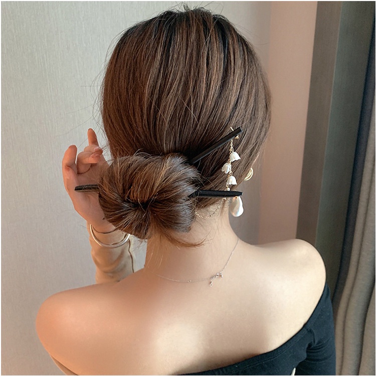 (Mới ) Trâm cài tóc gỗ đính hạt phong cách cổ điển Tatitava