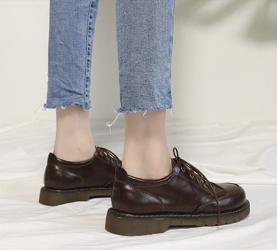 Giày Oxford Đế Cao 3CM Bốt Nữ Nhật Bản Đế Bệt