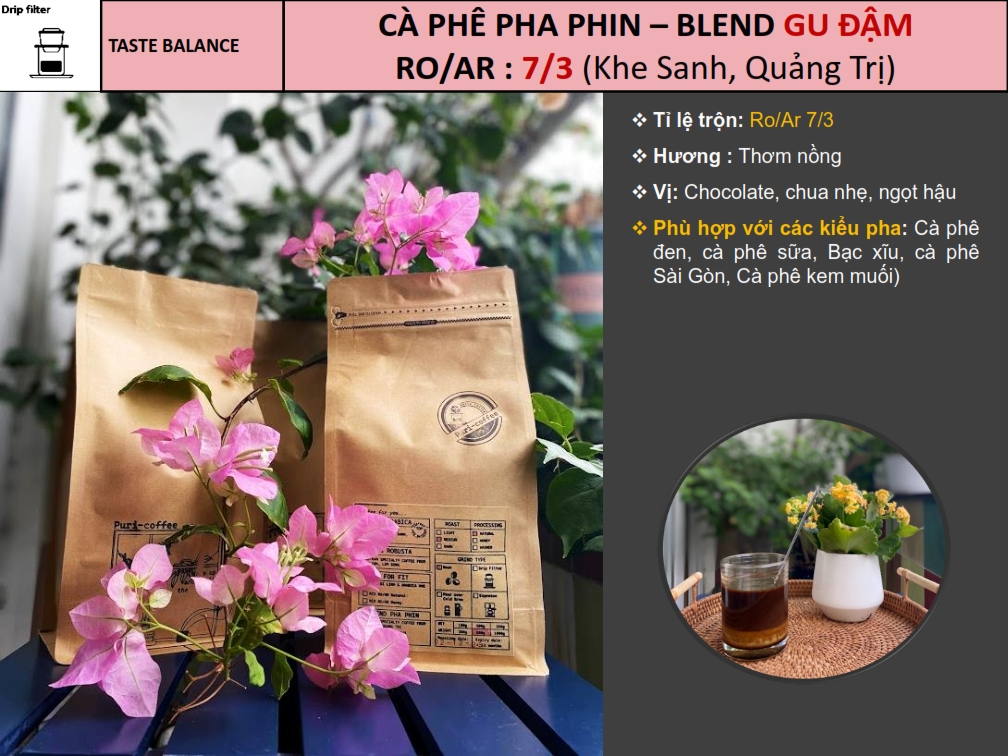 Cà phê pha phin Blend GU ĐẬM 7/3