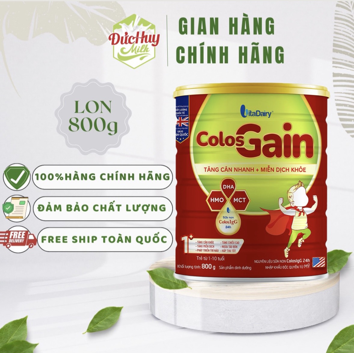 Vitadairy Colos Gain 0+/1+ Powdered Milk 800g Can