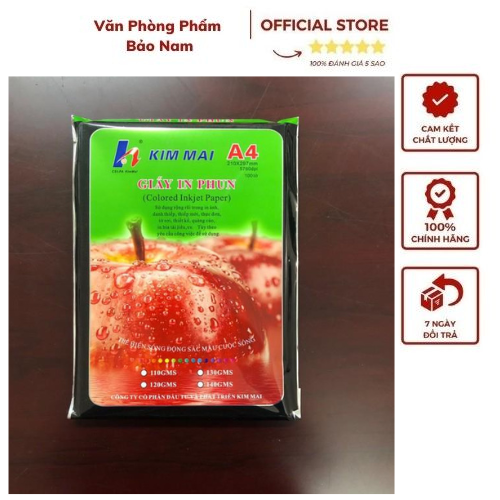 Giấy in phun kim mai 1 mặt a4 đl135g/ tập 50 tờ