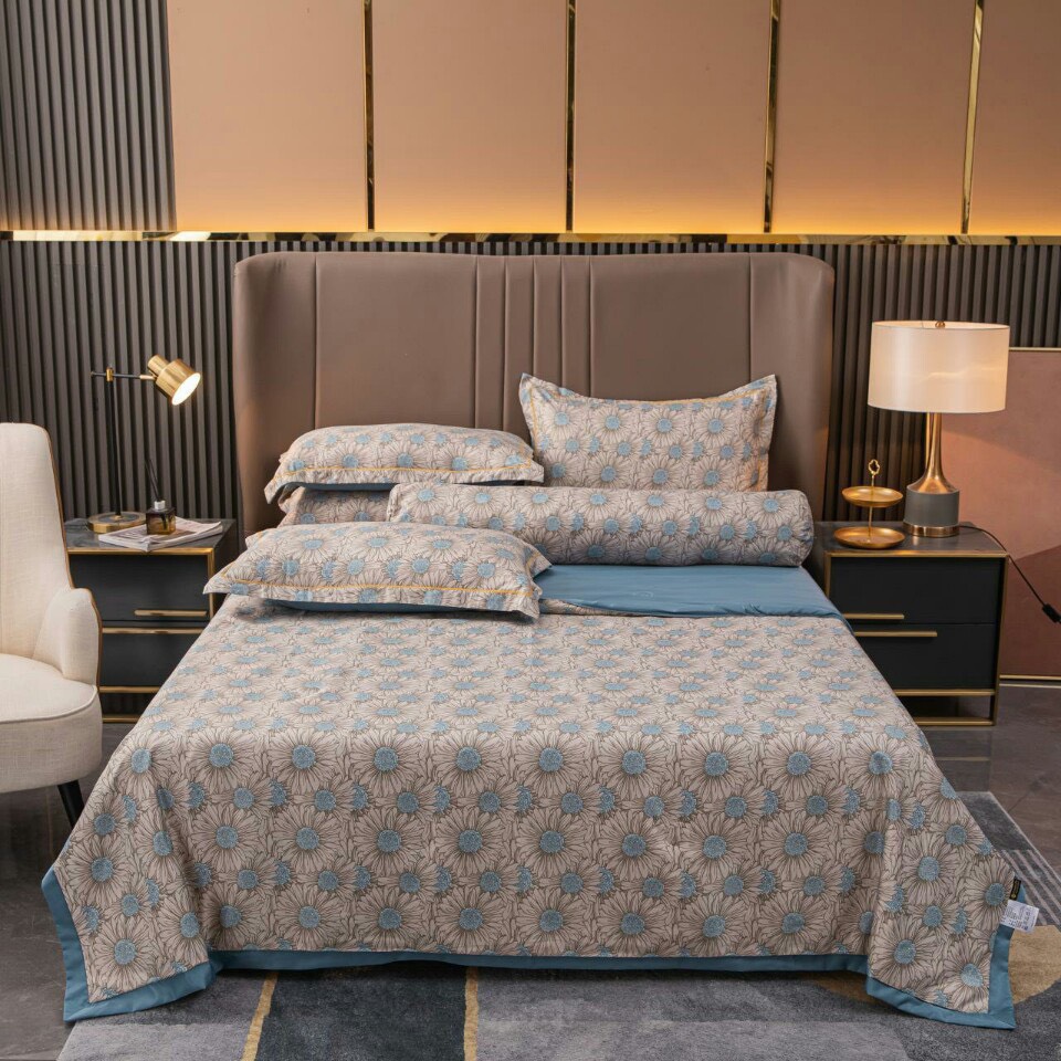 Sét 4 món Bộ, ga , gối +  chăn, hè trần bông  lụa  tencel