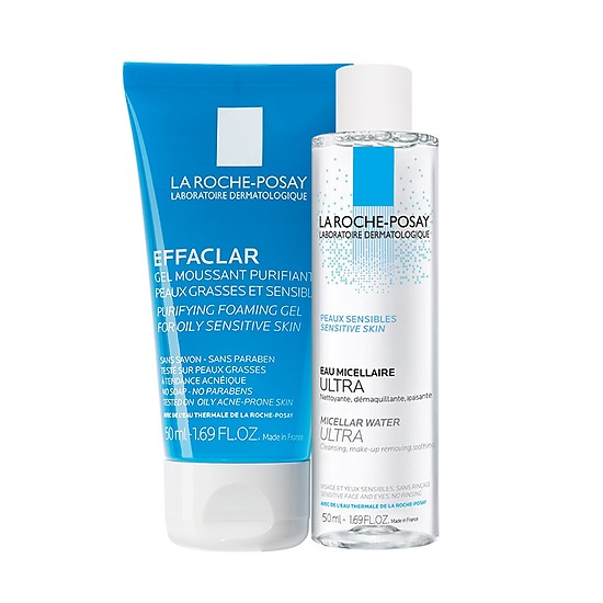 [HCM]Bộ Gel rửa mặt làm sạch & giảm nhờn La Roche-Posay 50ml & Nước tẩy trang 50ml