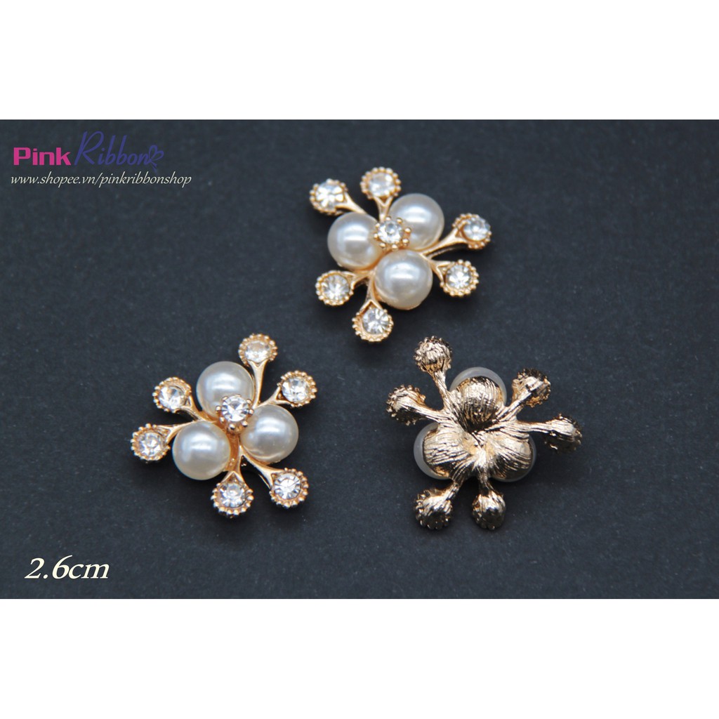 Charm 3 hạt trai tia đá